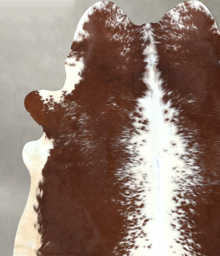 Brown and White X-Large Brazilian Cowhide Rug 7'4"H x 6'4"W #B20884 by Hudson Hides