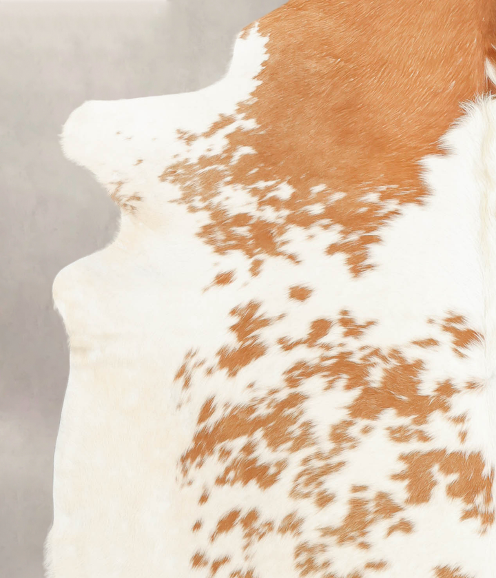 Beige and White X-Large Brazilian Cowhide Rug 7'0"H x 6'6"W #B2090 by Hudson Hides