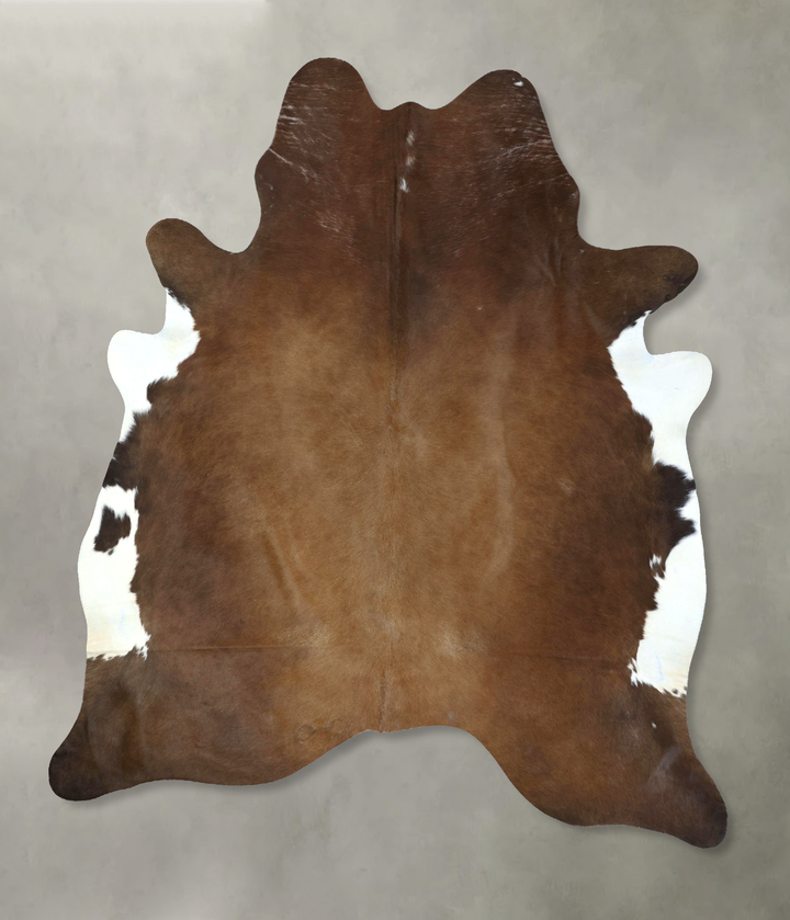 Brown and White Regular XX-Large Brazilian Cowhide Rug 8'1"H x 6'11"W #B20930 by Hudson Hides