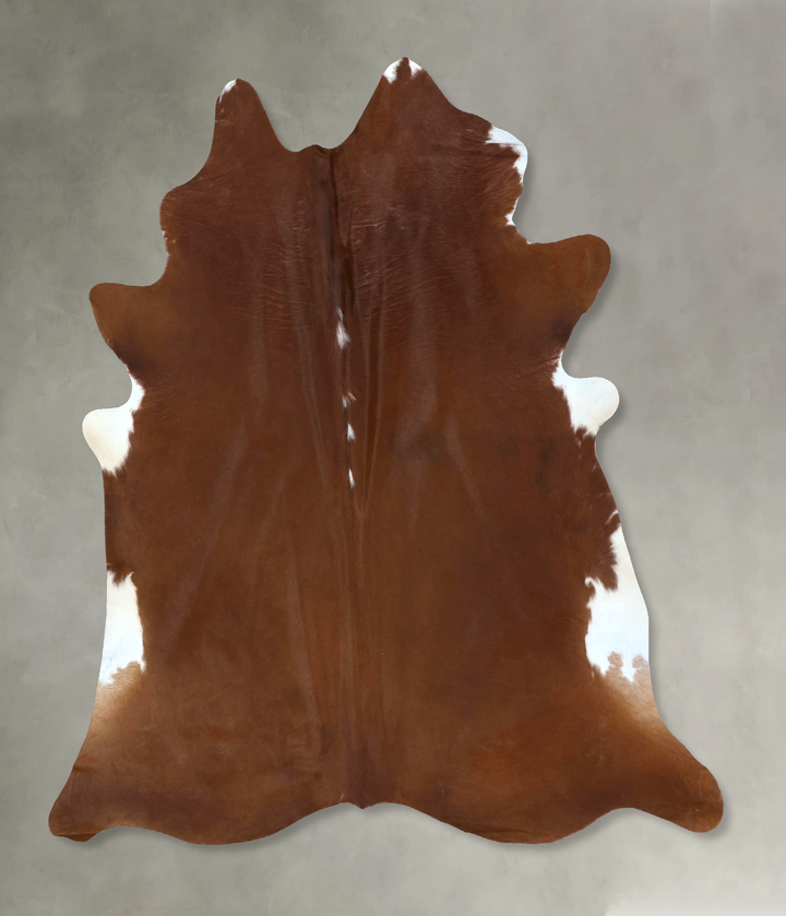 Brown and White Regular X-Large Brazilian Cowhide Rug 7'0"H x 6'6"W #B21073 by Hudson Hides