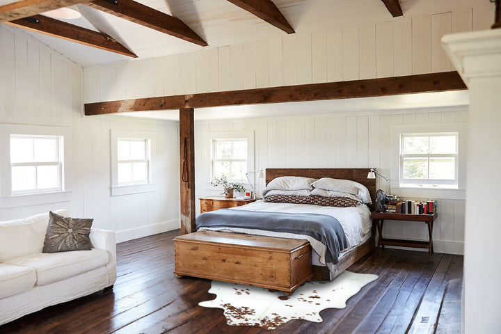 Brown and White Regular X-Large Brazilian Cowhide Rug 6'10"H x 6'4"W #B21085 by Hudson Hides