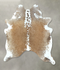 Beige and White Large Brazilian Cowhide Rug 6'9