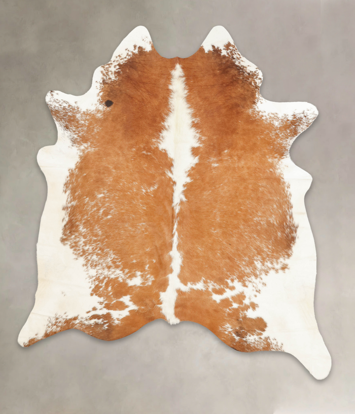 Beige and White X-Large Brazilian Cowhide Rug 7'6"H x 6'6"W #B2311 by Hudson Hides