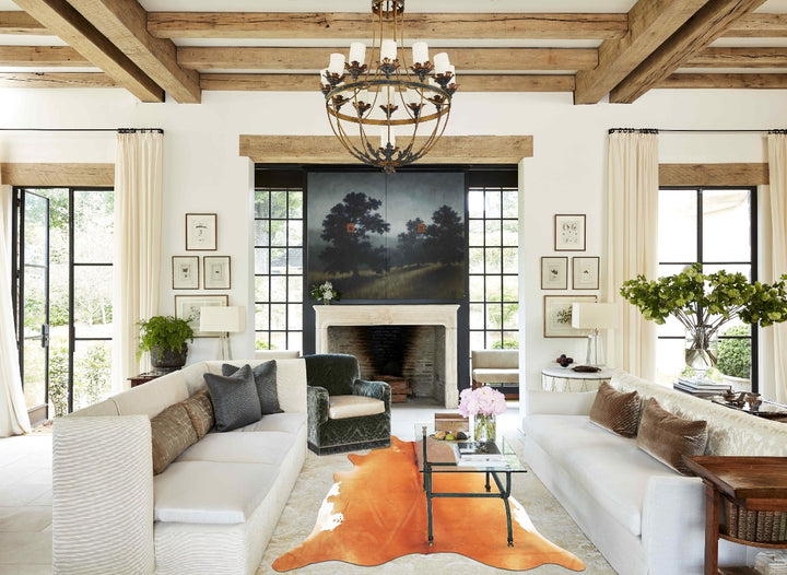 Brown and White Regular XX-Large Brazilian Cowhide Rug 7'5"H x 7'0"W #B3222 by Hudson Hides