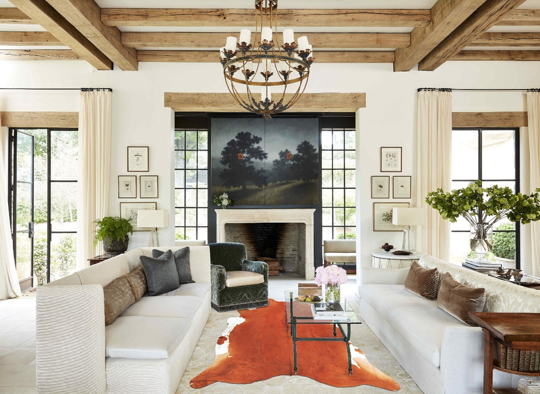 Brown and White Regular X-Large Brazilian Cowhide Rug 6'6"H x 6'3"W #B