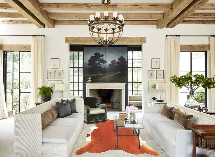 Brown and White Regular X-Large Brazilian Cowhide Rug 6'6"H x 6'3"W #B3684 by Hudson Hides