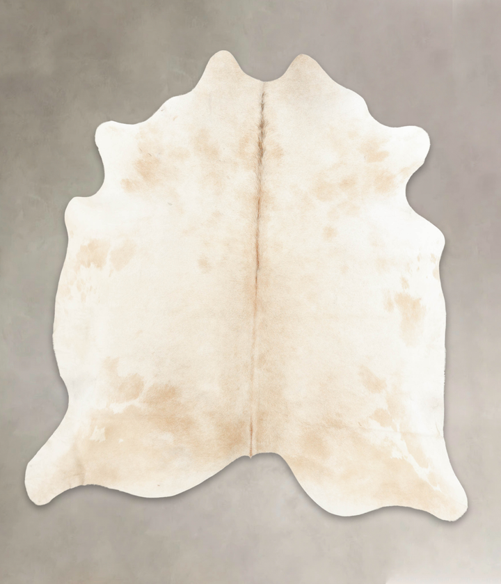 Ivory with Beige X-Large Brazilian Cowhide Rug 7'1"H x 6'6"W #B4943 by Hudson Hides