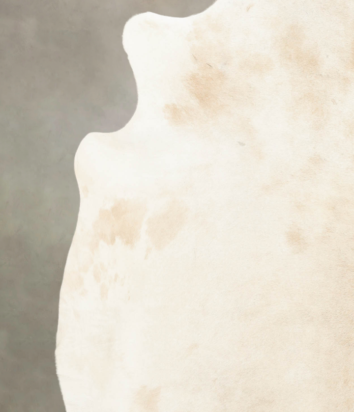 Ivory with Beige X-Large Brazilian Cowhide Rug 7'1"H x 6'6"W #B4943 by Hudson Hides