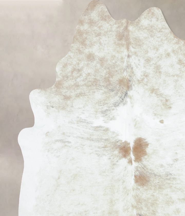 Beige and White XX-Large Brazilian Cowhide Rug 7'7"H x 6'9"W #B8386 by Hudson Hides
