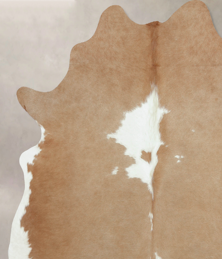 Beige and White X-Large Brazilian Cowhide Rug 7'5"H x 6'4"W #B8809 by Hudson Hides
