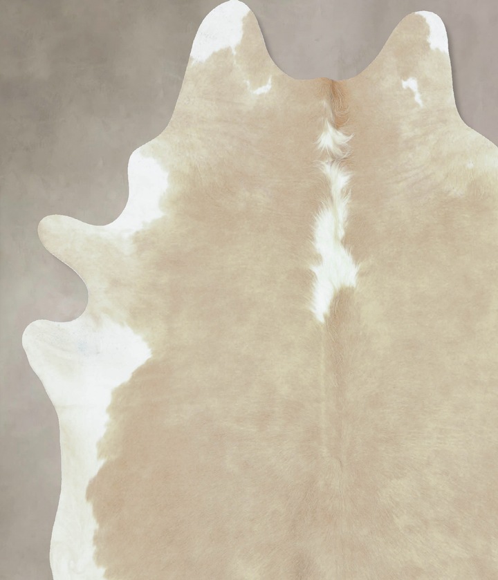 Beige and White X-Large Brazilian Cowhide Rug 7'7"H x 6'4"W #B8829 by Hudson Hides