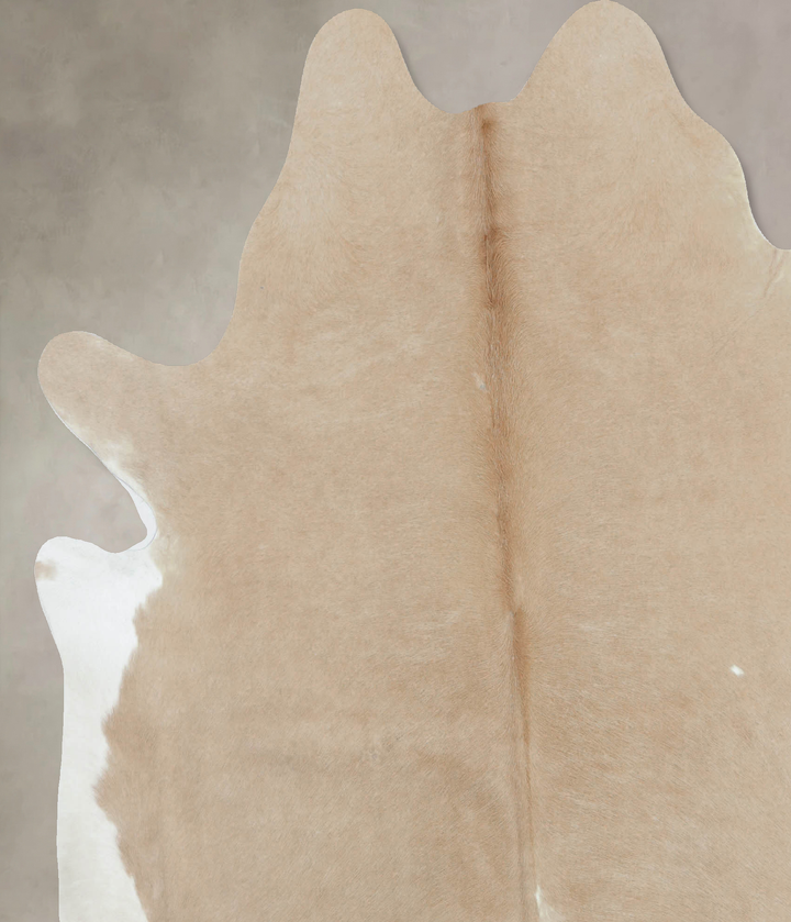 Beige and White X-Large Brazilian Cowhide Rug 7'3"H x 6'8"W #B8883 by Hudson Hides