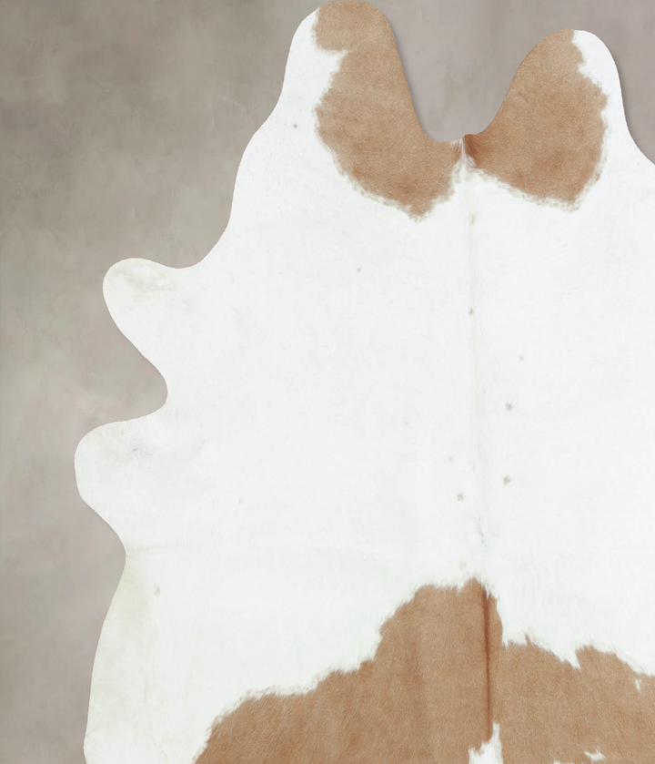 Beige and White XX-Large Brazilian Cowhide Rug 7'6"H x 7'2"W #B8898 by Hudson Hides