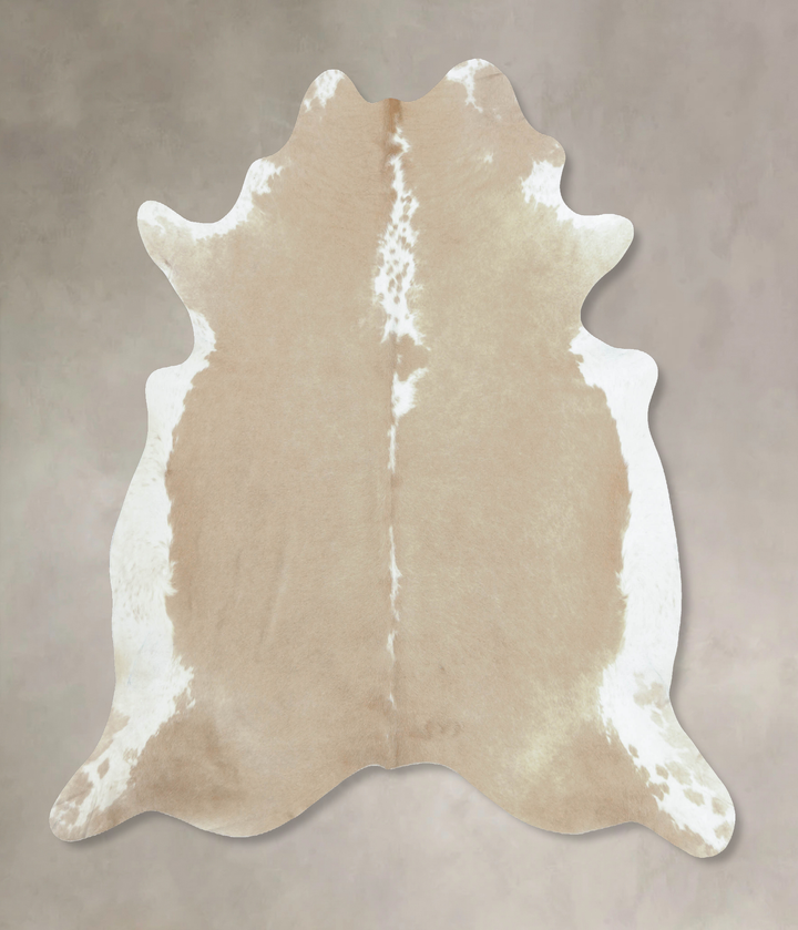 Beige and White XX-Large Brazilian Cowhide Rug 7'8"H x 7'2"W #B9028 by Hudson Hides