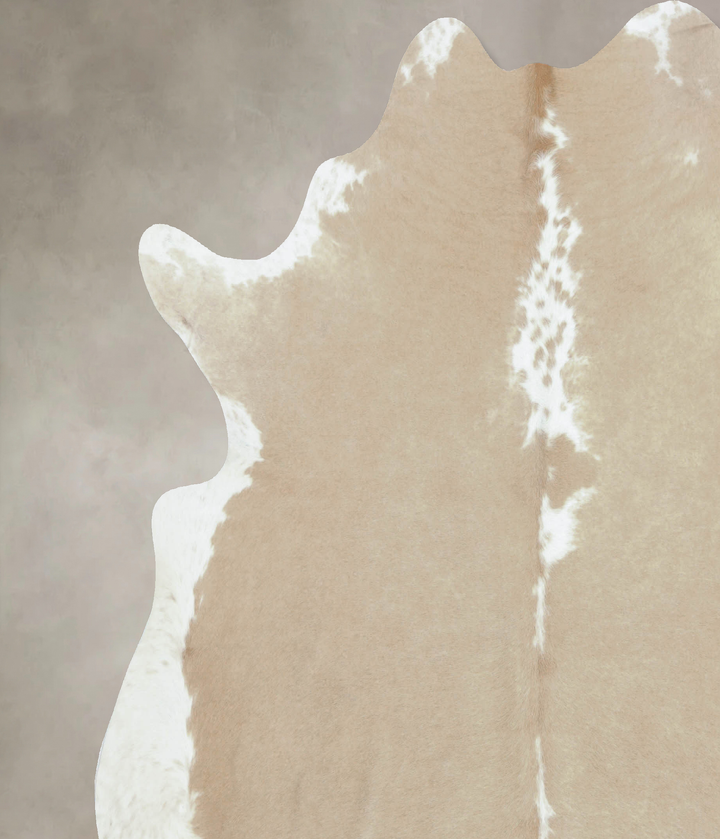 Beige and White XX-Large Brazilian Cowhide Rug 7'8"H x 7'2"W #B9028 by Hudson Hides