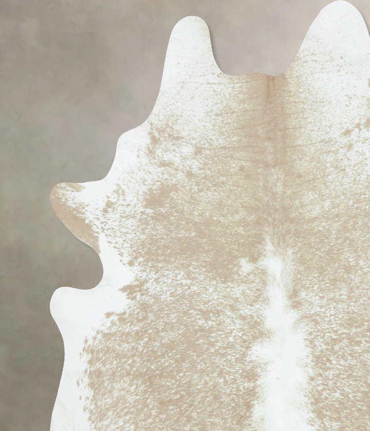 Beige and White XX-Large Brazilian Cowhide Rug 8'4"H x 6'11"W #B9140 by Hudson Hides