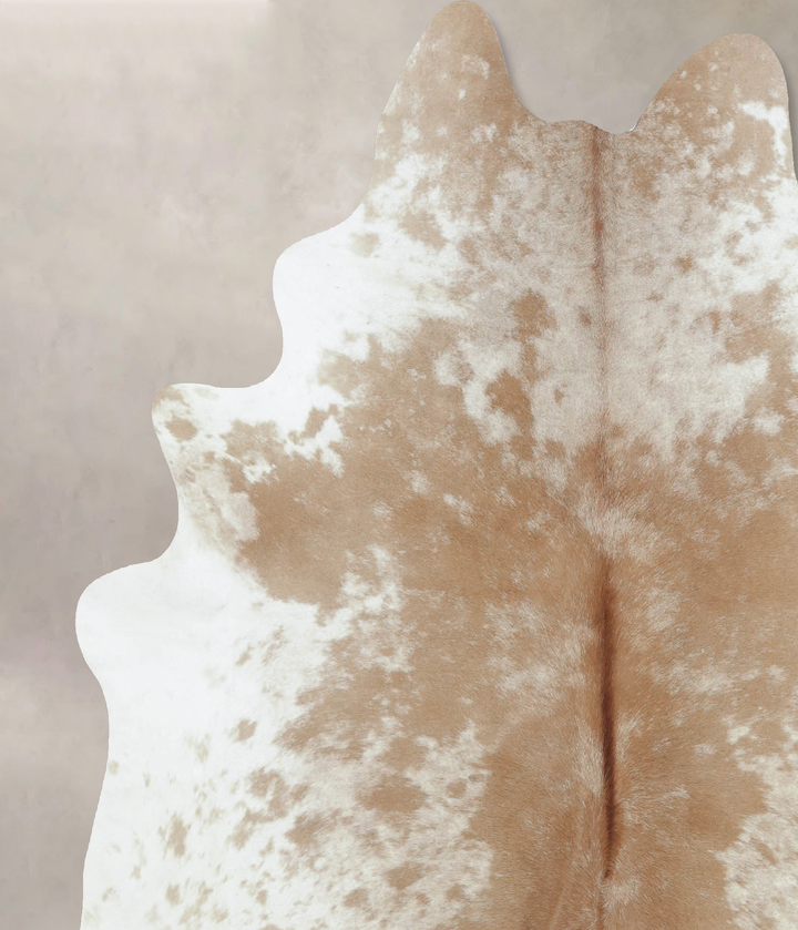 Beige and White XX-Large Brazilian Cowhide Rug 7'8"H x 6'6"W #B9171 by Hudson Hides