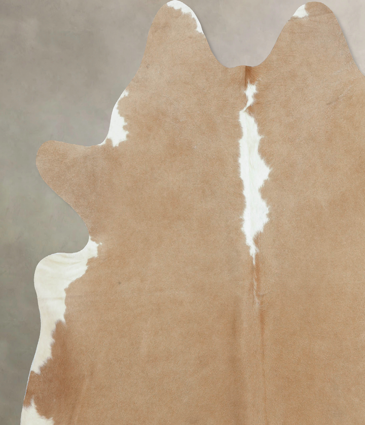 Beige and White XX-Large Brazilian Cowhide Rug 7'9"H x 7'2"W #B9497 by Hudson Hides
