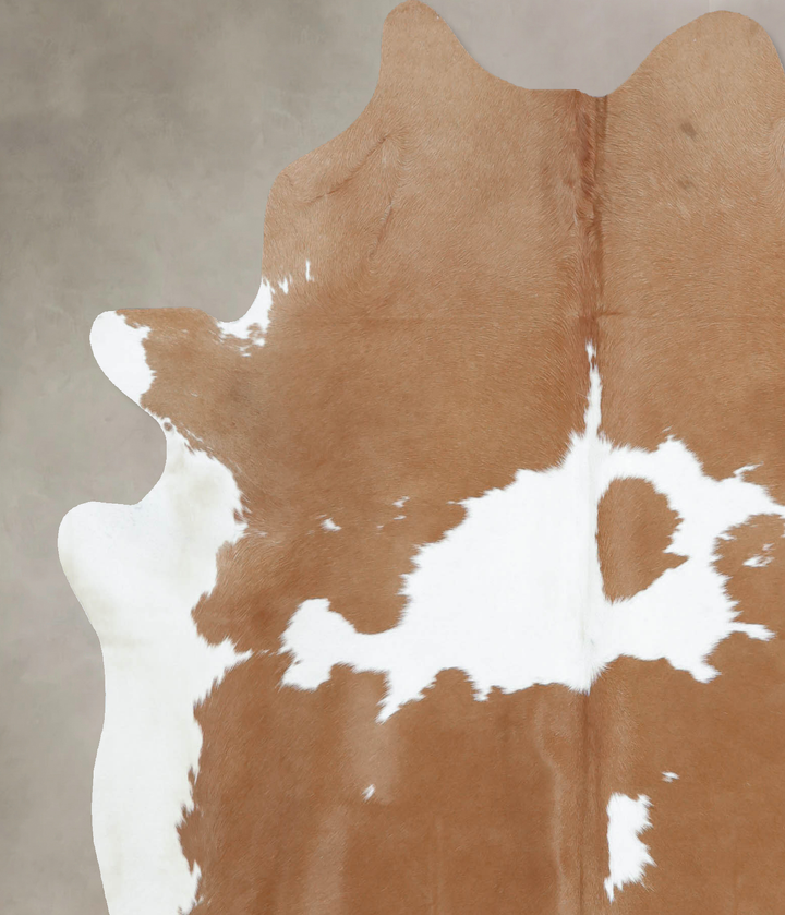 Beige and White X-Large Brazilian Cowhide Rug 6'7"H x 6'1"W #B9522 by Hudson Hides