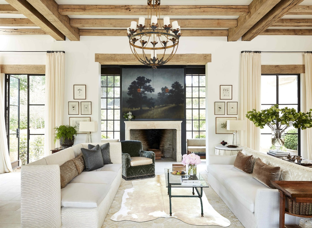 Beige and White XX-Large Brazilian Cowhide Rug 8'0"H x 6'6"W #B9544 by