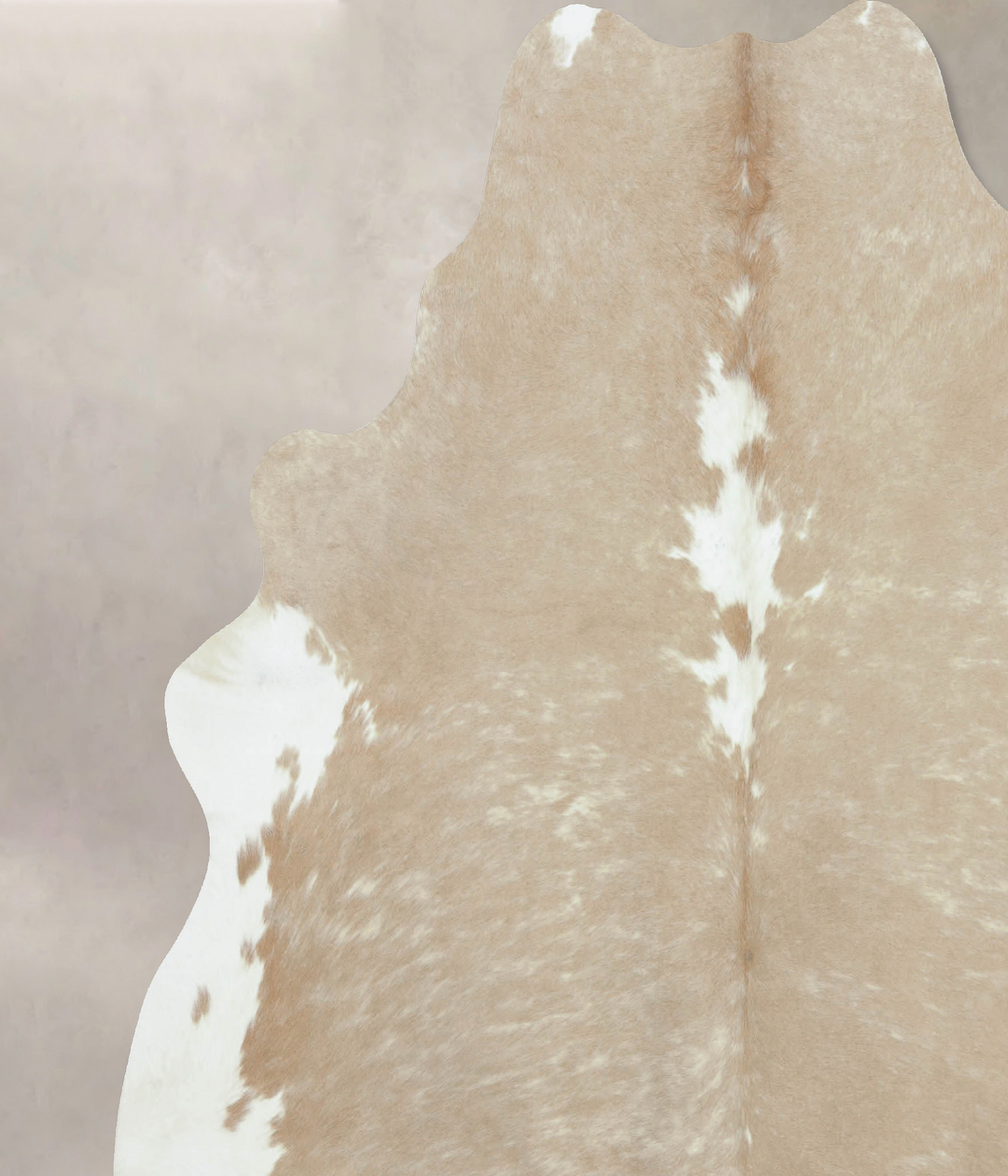 Beige and White XX-Large Brazilian Cowhide Rug 7'6"H x 7'0"W #B9756 by