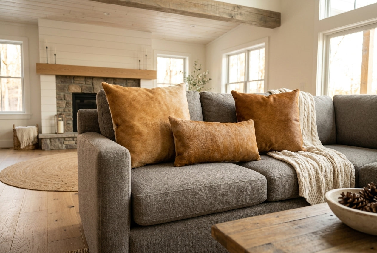 Caramel Cowhide Pillows