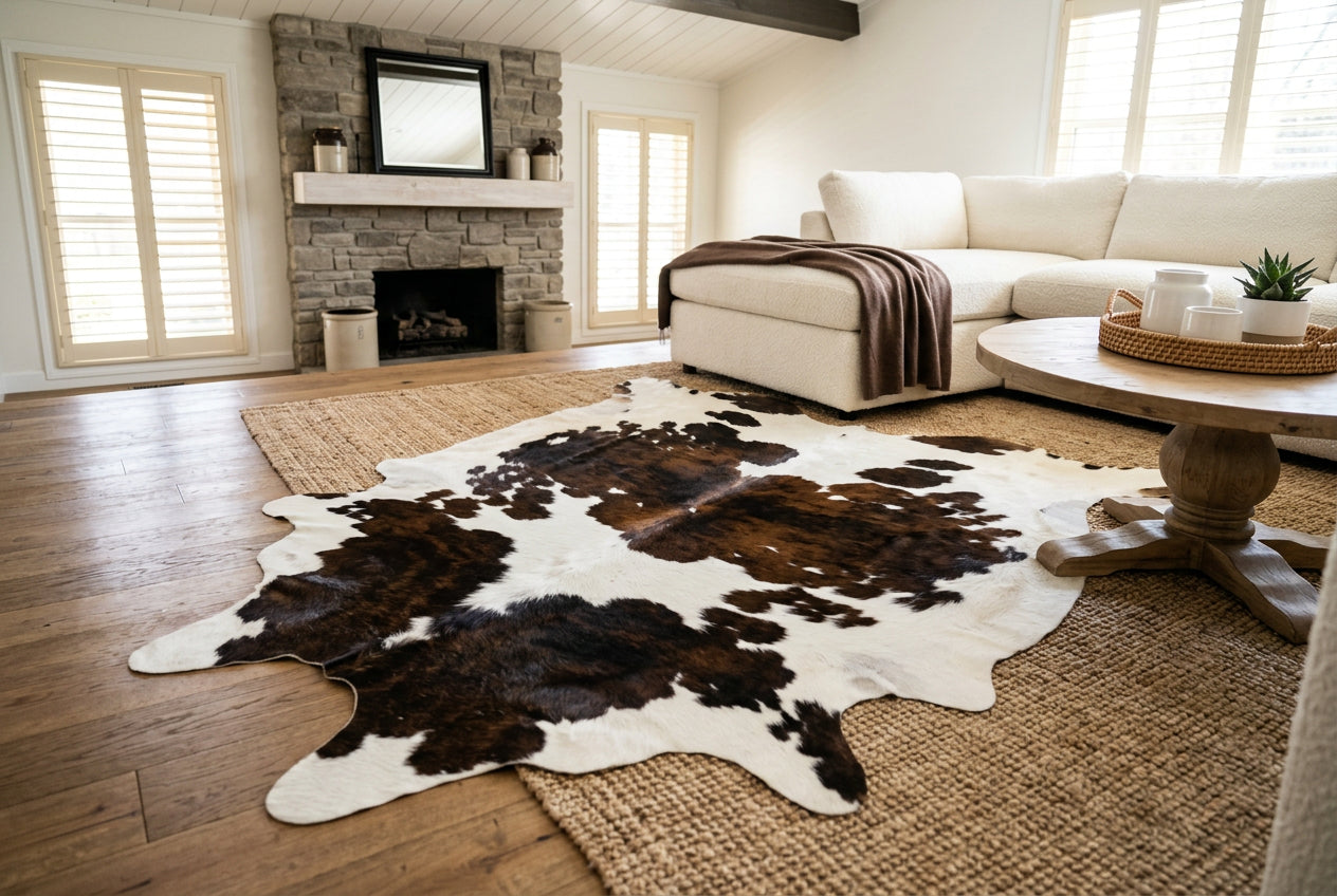 Chocolate and White Cowhide Rugs