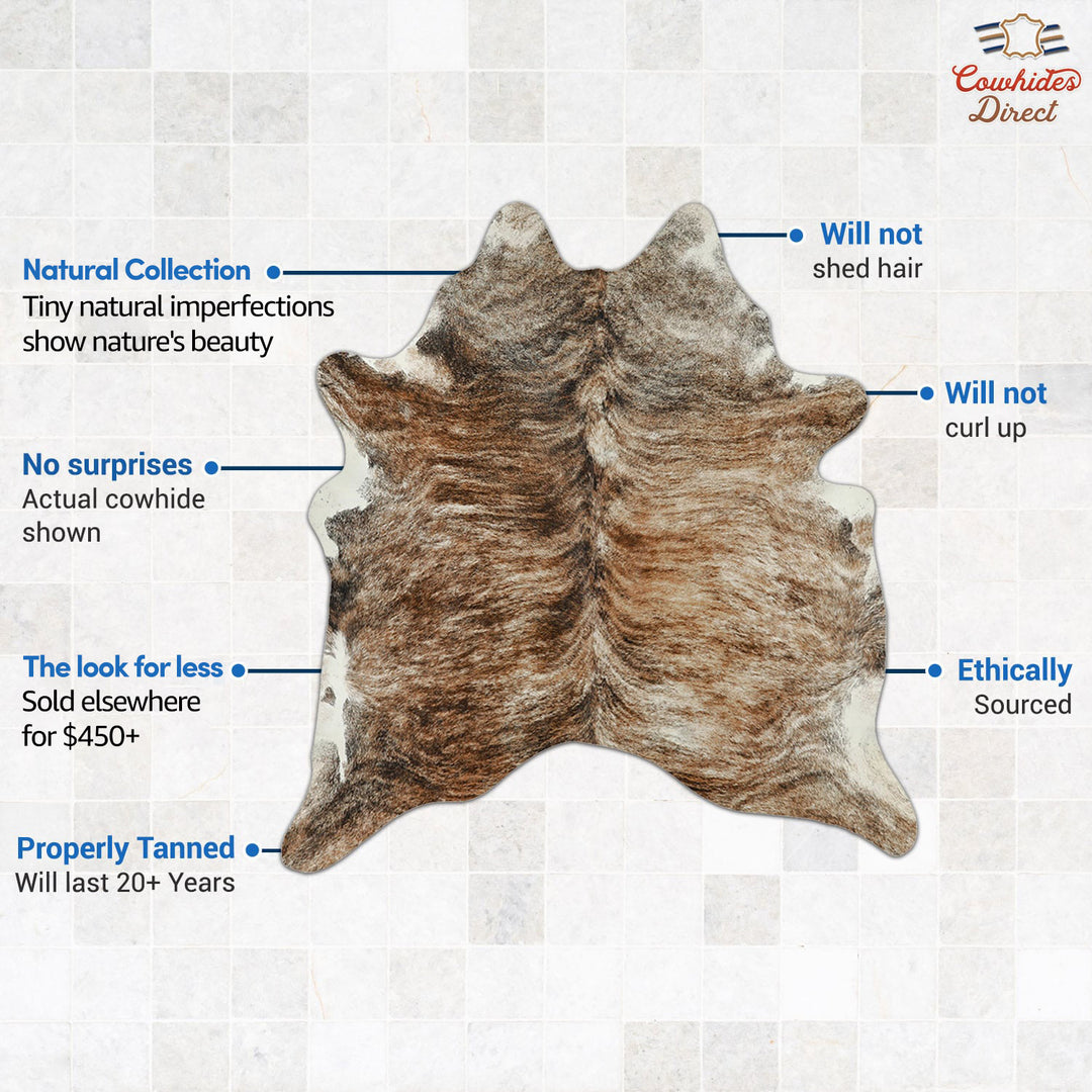 Beige and White X-Large Brazilian Cowhide Rug 7'7"H x 5'8"W #B15696 by