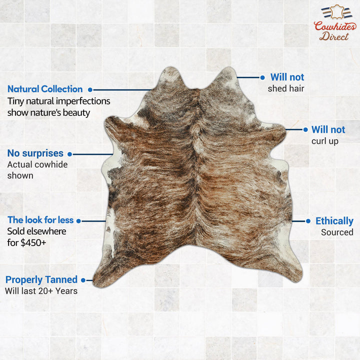 Beige and White X-Large Brazilian Cowhide Rug 7'7"H x 5'8"W #B15696 by Hudson Hides