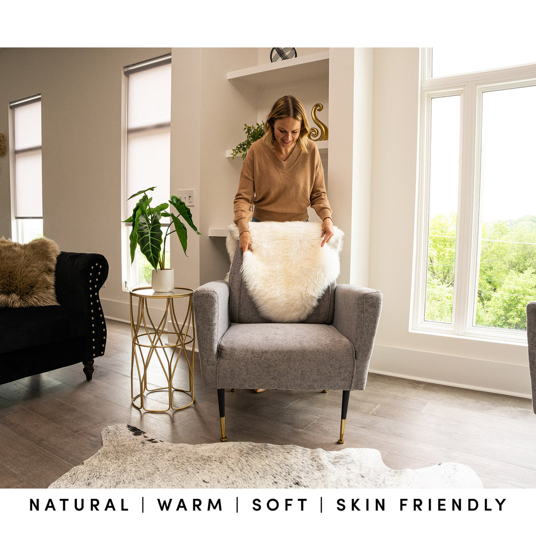 White Tibetan Lamb Single Sided Pillow 16" x 16" by Hudson Hides