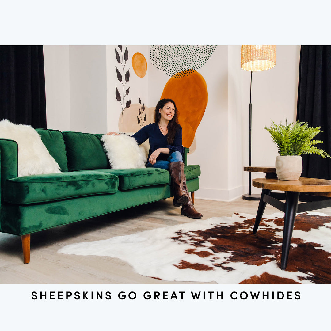 White Tibetan Lamb Single Sided Pillow 16" x 16" by Hudson Hides