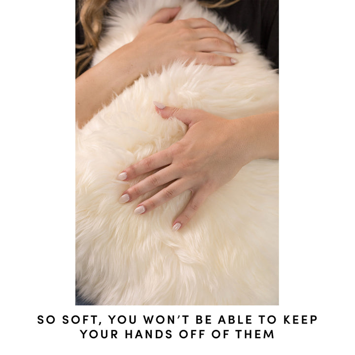 White Tibetan Lamb Single Sided Pillow 16" x 16" by Hudson Hides