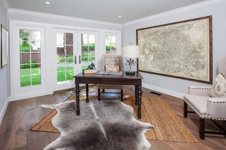 Grey with Beige Brazilian Cowhide Rug