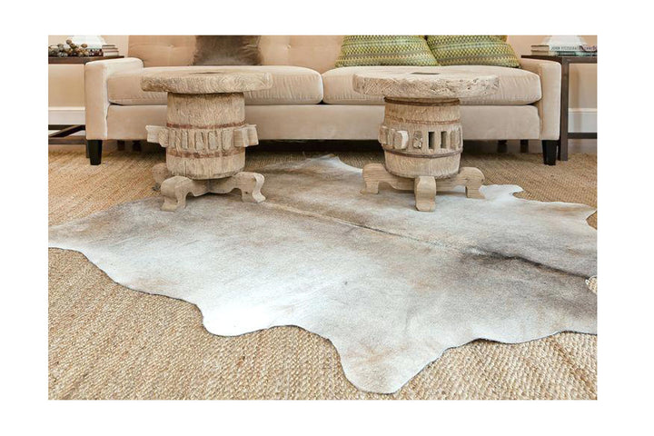 Grey with Beige Brazilian Cowhide Rug