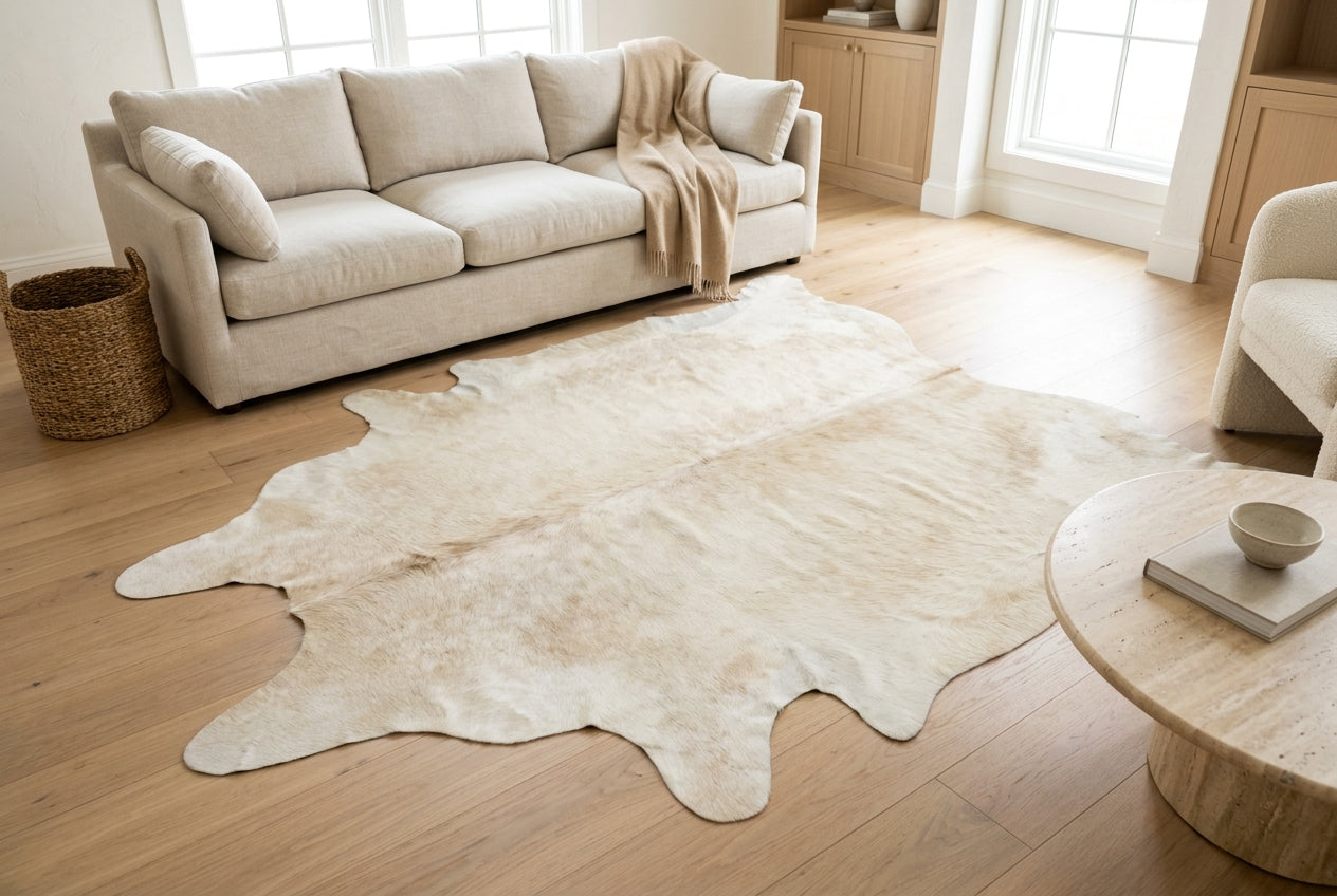 Ivory with Beige Cowhide Rugs