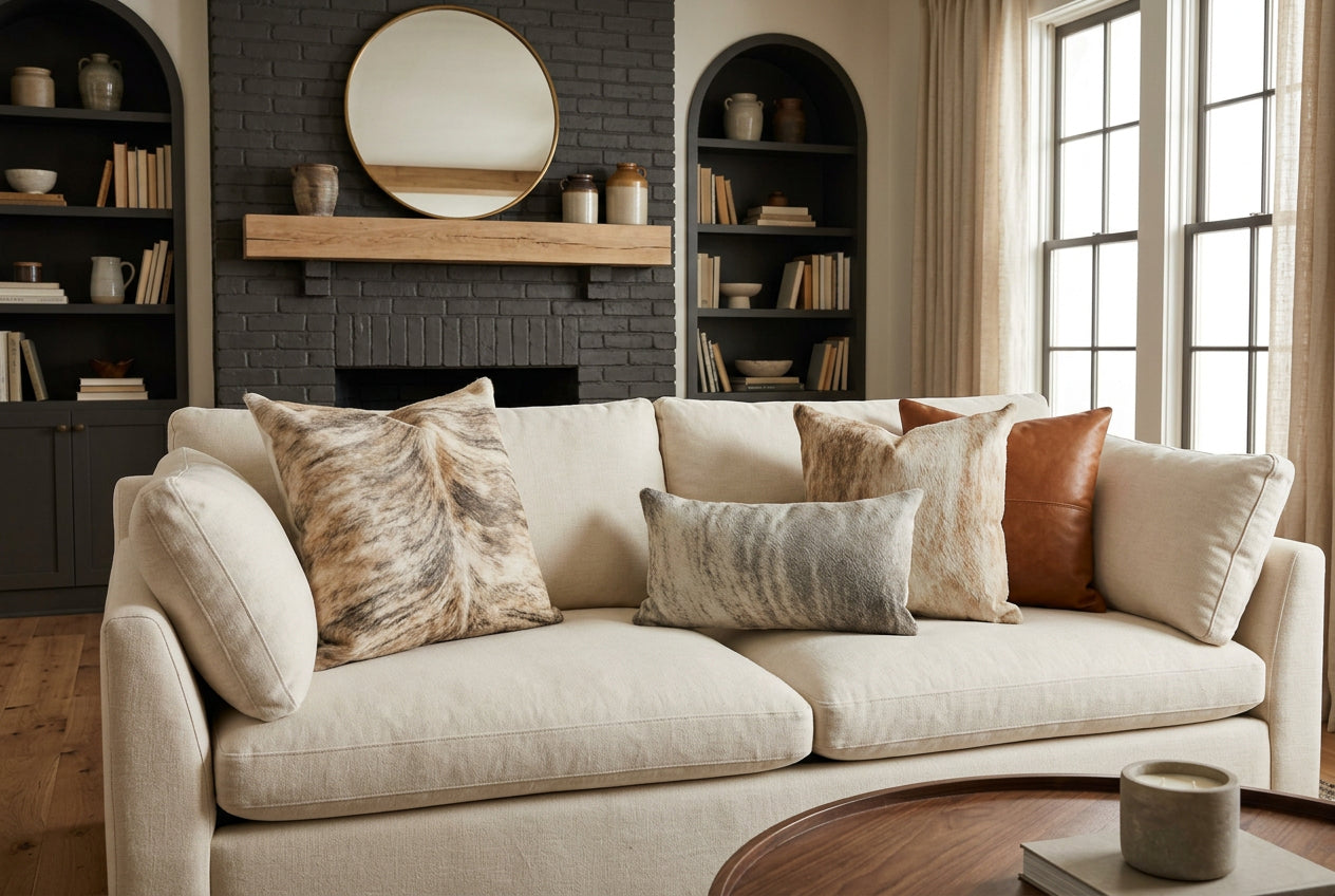 Light Brindle Cowhide Pillows