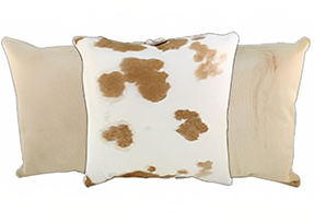 Beige and White Cowhide PiIlows