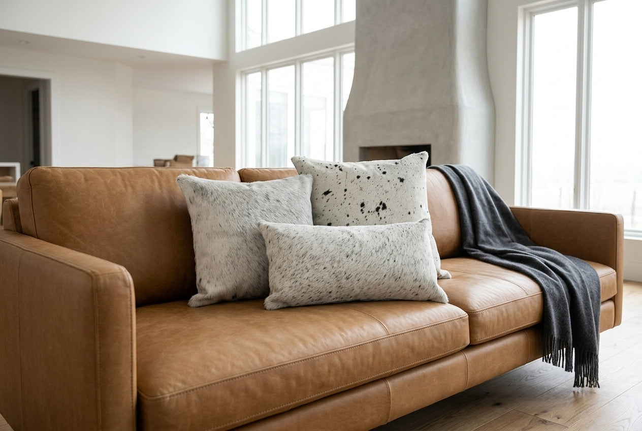Speckled Black Cowhide Pillows