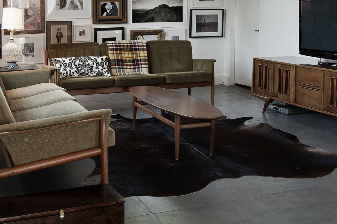 Solid Black Brazilian Cowhide Rug