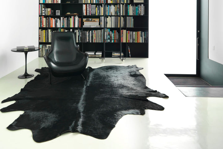 Solid Black Brazilian Cowhide Rug