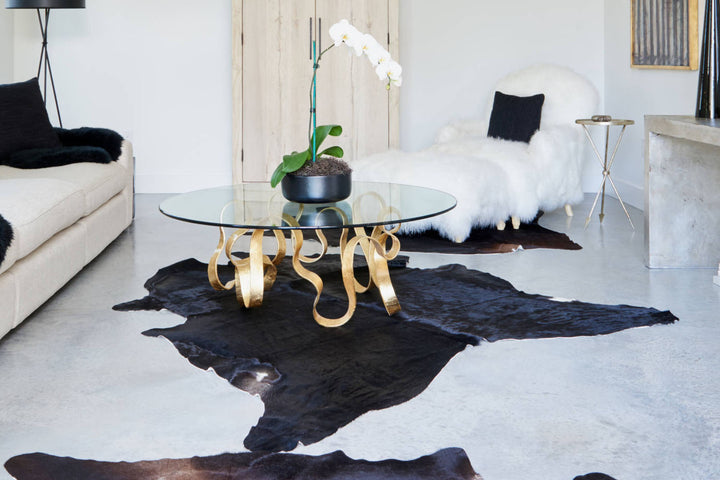 Solid Black Brazilian Cowhide Rug