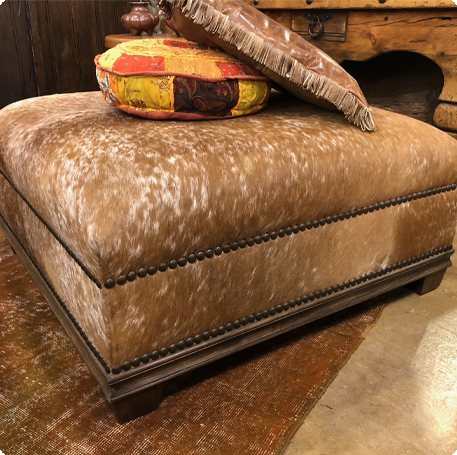 Custom Cowhide Ottomans