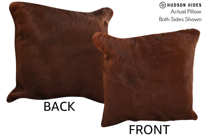 Solid Brown 16"x16" Brazilian Cowhide Pillow #74921 by Hudson Hides