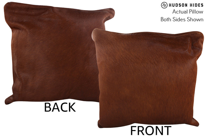 Solid Brown 20"x20" Brazilian Cowhide Pillow #76872 by Hudson Hides