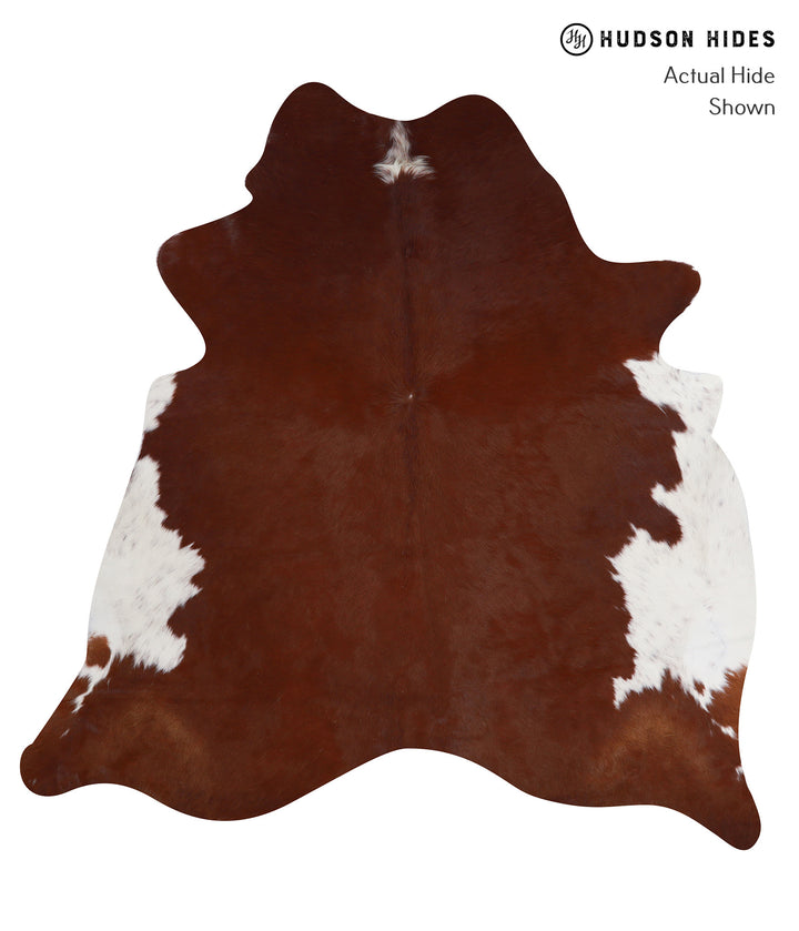 Brown and White Regular X-Large Brazilian Cowhide Rug 6'10"H x 6'7"W #A3387 by Hudson Hides