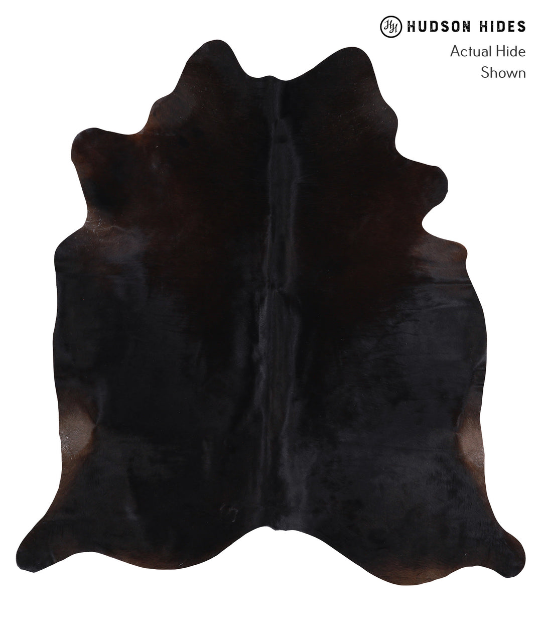 Solid Black X-Large Brazilian Cowhide Rug 6'11"H x 6'6"W #A3946 by Hud