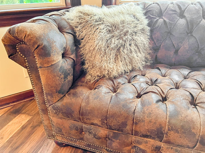 Taupe Tibetan Lamb Single Sided Pillow 20" x 20" by Hudson Hides