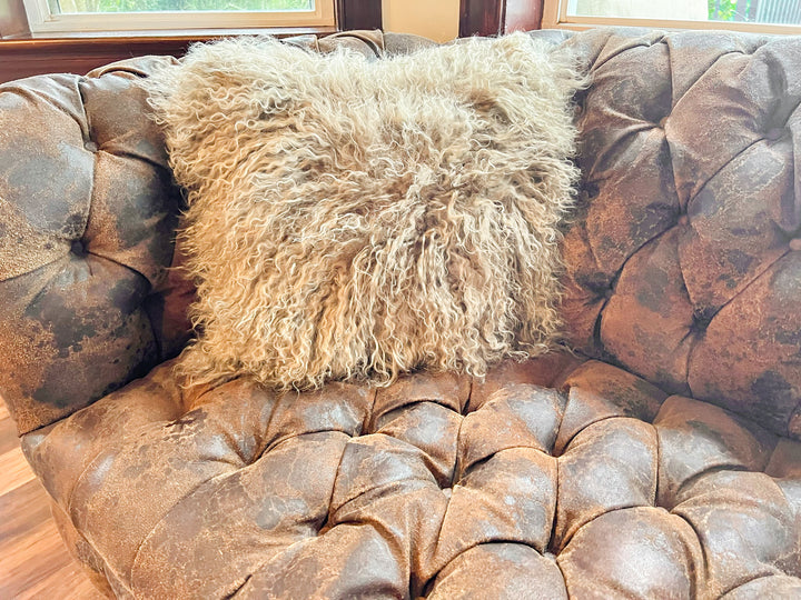 Taupe Tibetan Lamb Single Sided Pillow 20" x 20" by Hudson Hides