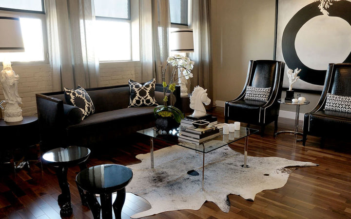 Salt & Pepper Black Brazilian Cowhide Rug