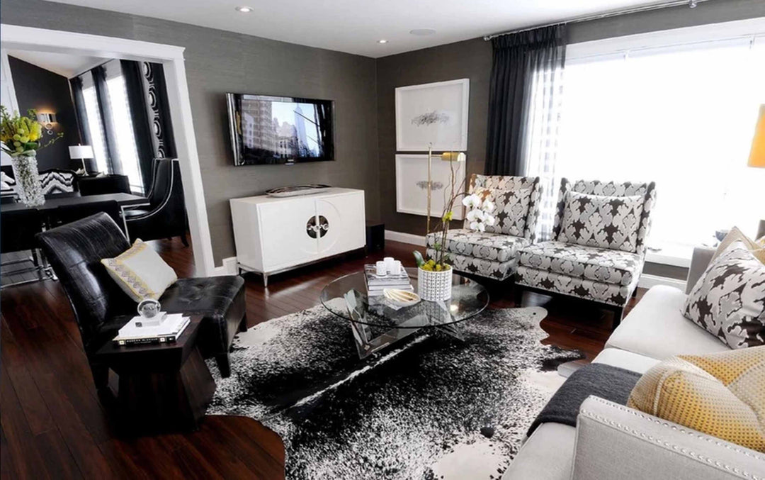 Salt & Pepper Black Brazilian Cowhide Rug